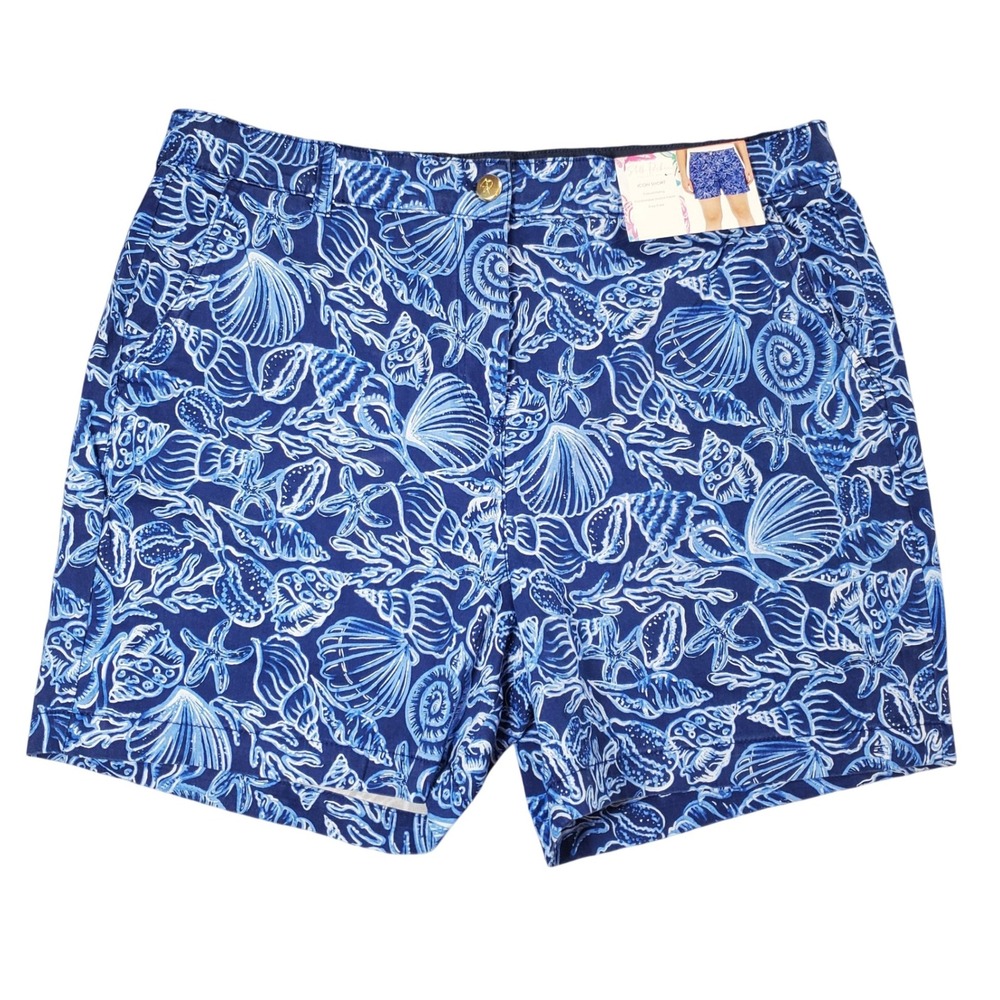 Stella Parker Icon Chino Shorts Womens 14 Blue Seashell‎ Coastal Nautical Preppy